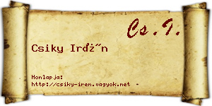 Csiky Irén névjegykártya